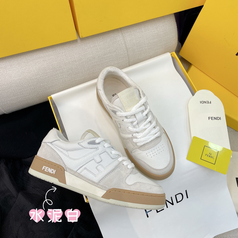 F**di match white suede low tops