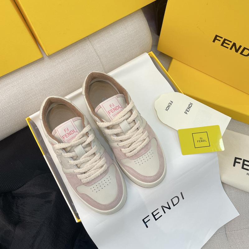 F**di match low-tops in pink suede