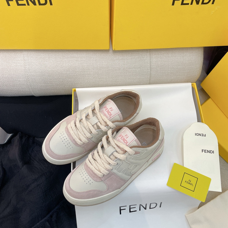 F**di match low-tops in pink suede