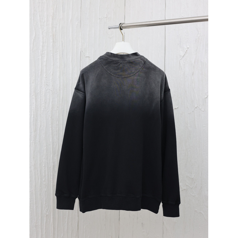 Pra*a triangle logo cotton sweatshirt gray and black