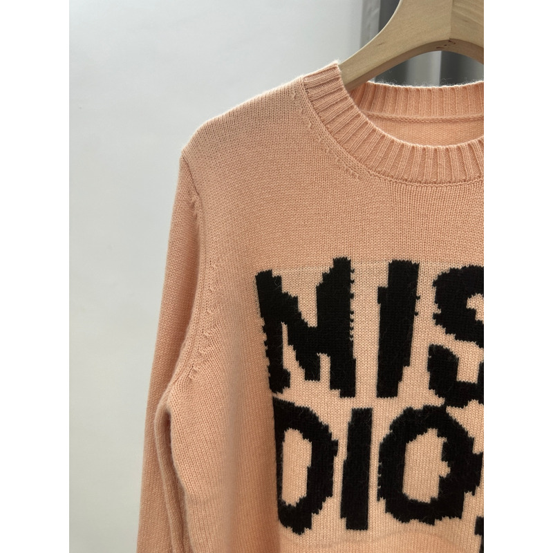 D*or cashmere sweater with black miss D*or graffiti motif pale pink
