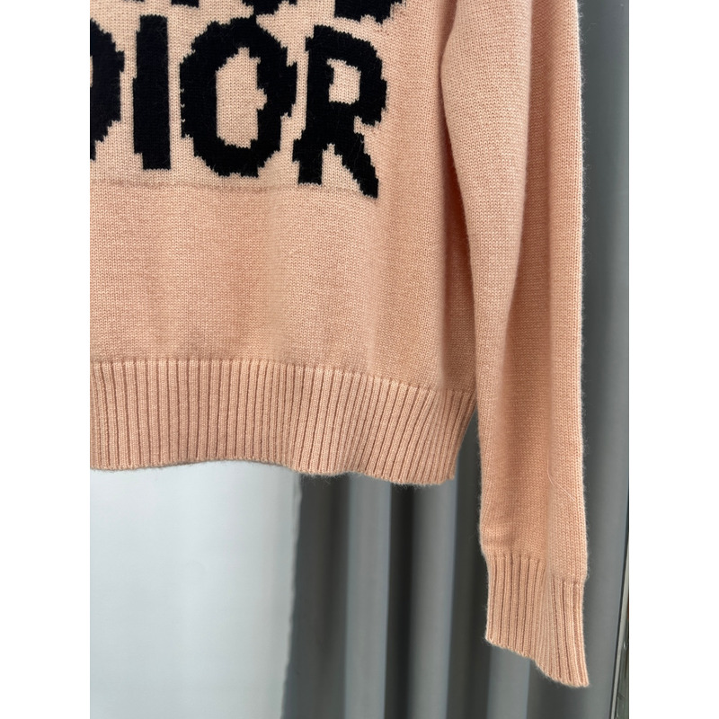 D*or cashmere sweater with black miss D*or graffiti motif pale pink