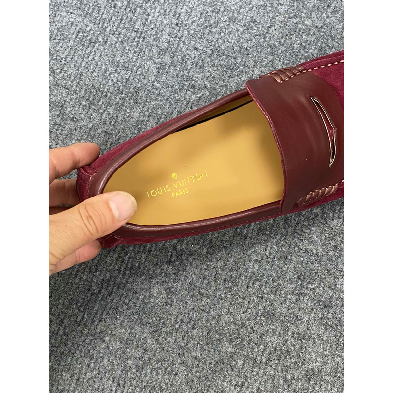 l**is V*t*n flat loafer suede leather burgundy