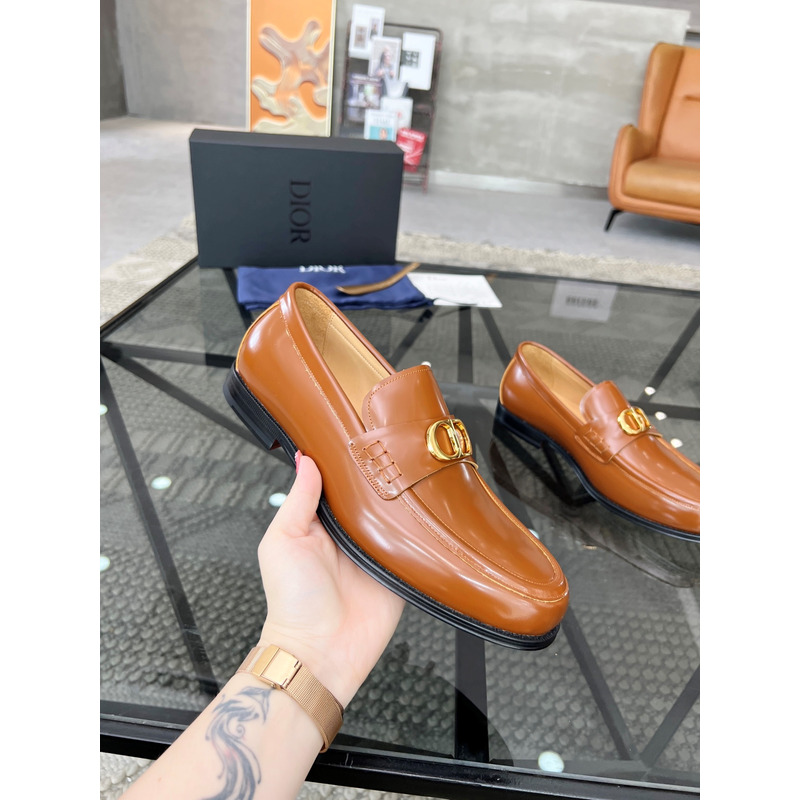 D*or granville polished calfskin loafer light brown