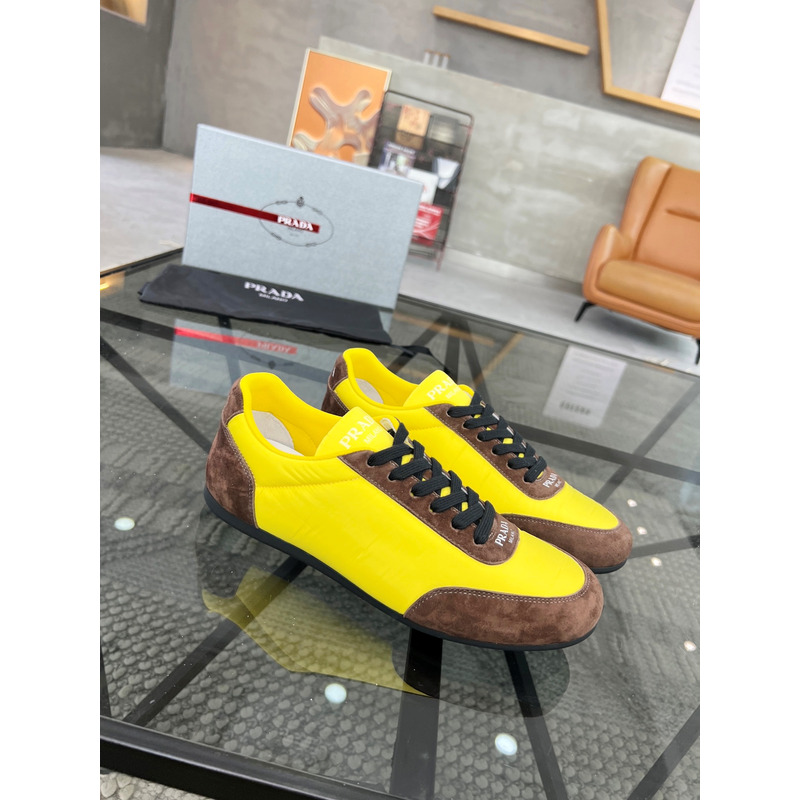 Pra*a suede and leather sneakers yellow