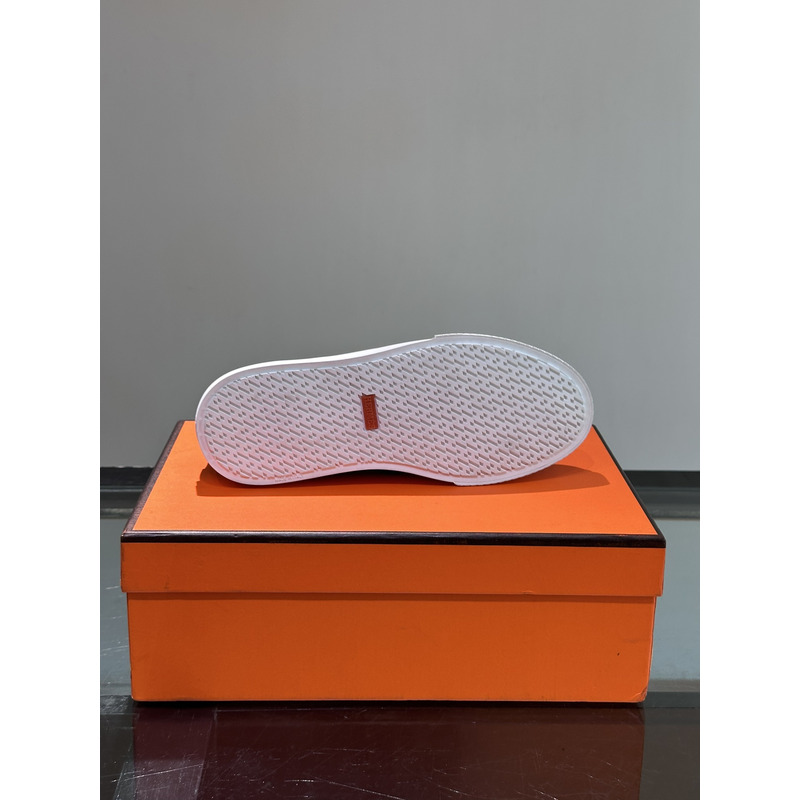 Hermès Deep Sneaker in Cotton Canvas and Calfskin Black