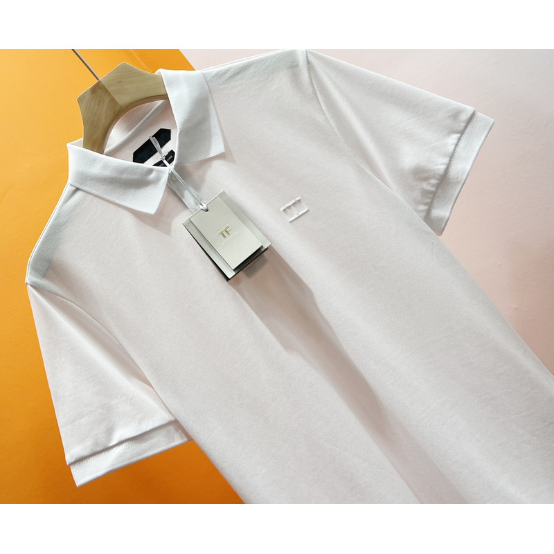 Tom Ford Embroidered Logo Polo Shirt White