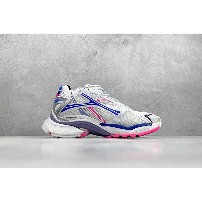 Ba*len*cia*ga mesh and nylon runner sneaker in pink blue and white