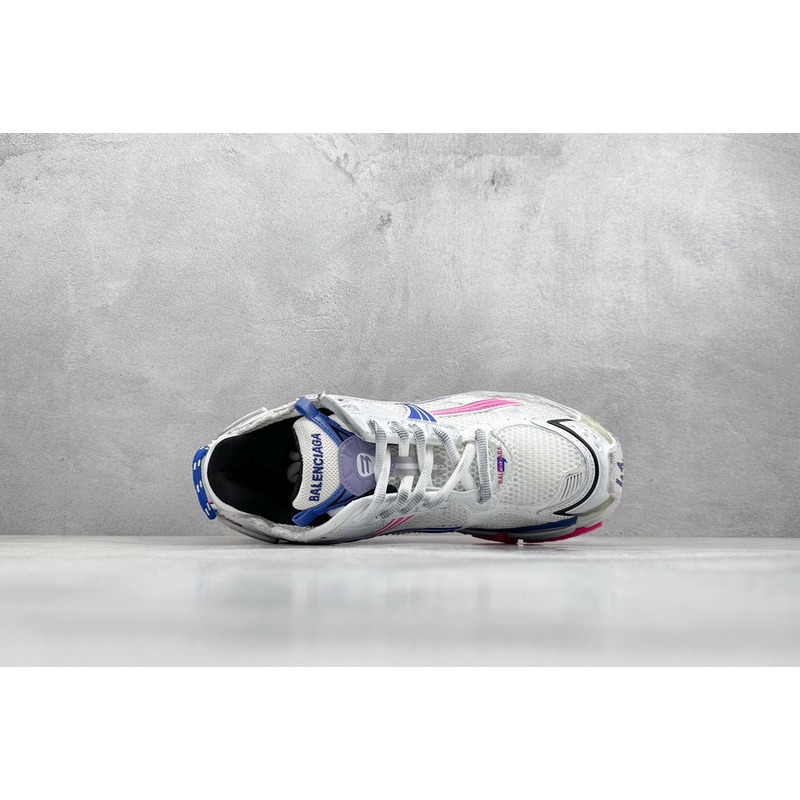 Ba*len*cia*ga mesh and nylon runner sneaker in pink blue and white