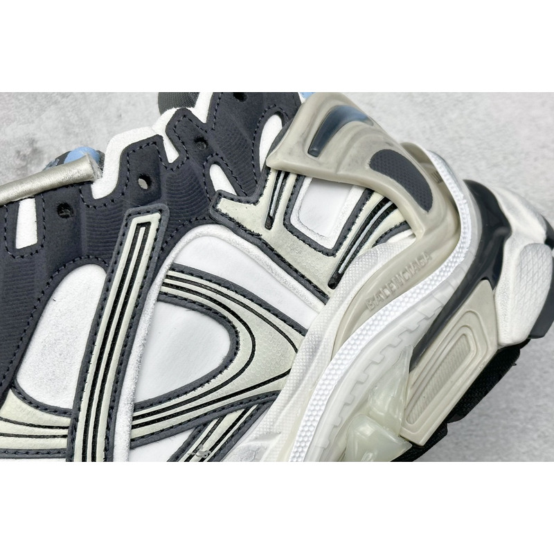 Ba*len*cia*ga nylon and suede-like fabric runner sneaker in grey white and black