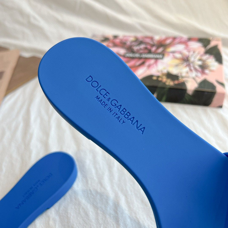 Dolce  Gabbana Dg Logo Rubber Slippers Blue