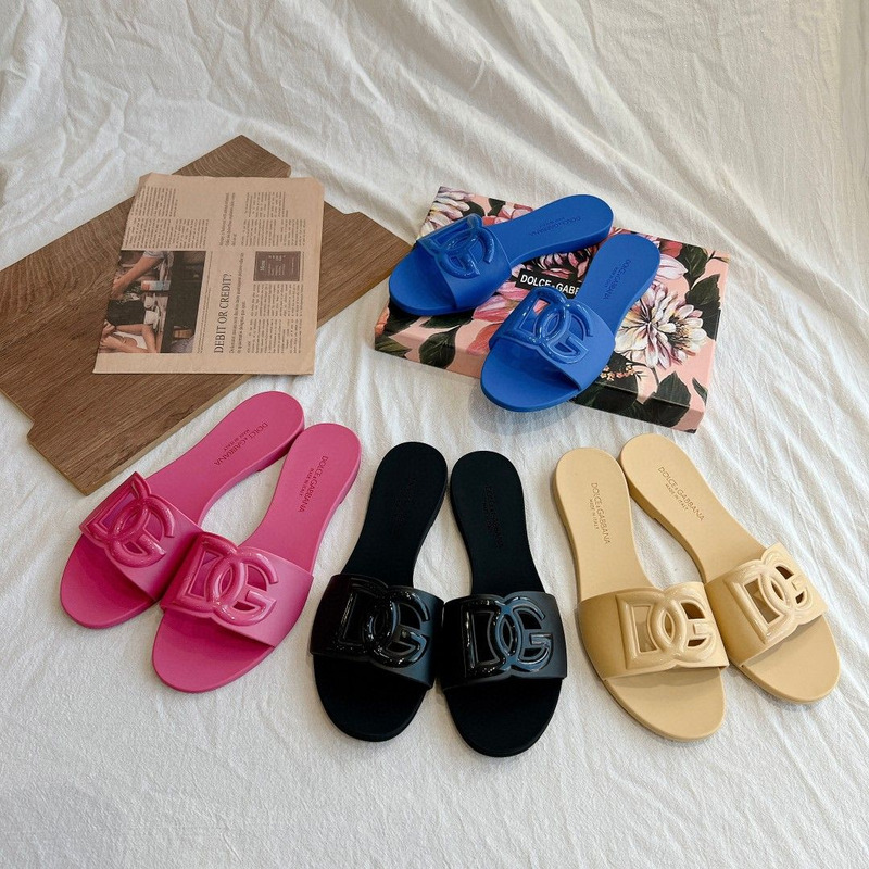 Dolce  Gabbana Dg Logo Rubber Slippers Blue