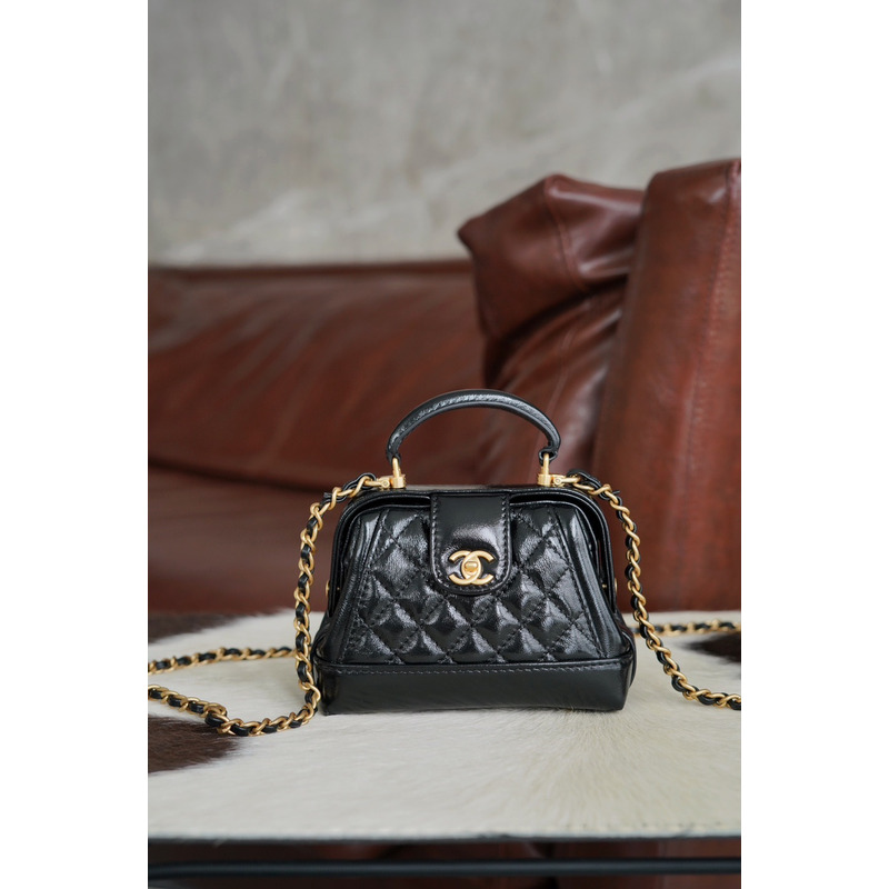 Ch*el mini bag with top handle black