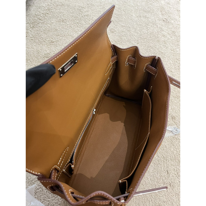 H**mes kelly 25 retourne toile de camp dechainee veau barenia brown
