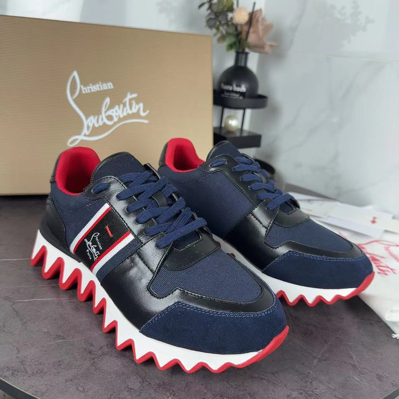 Ch**an louboutin nastroshark olona canva and calf leather men sneaker black