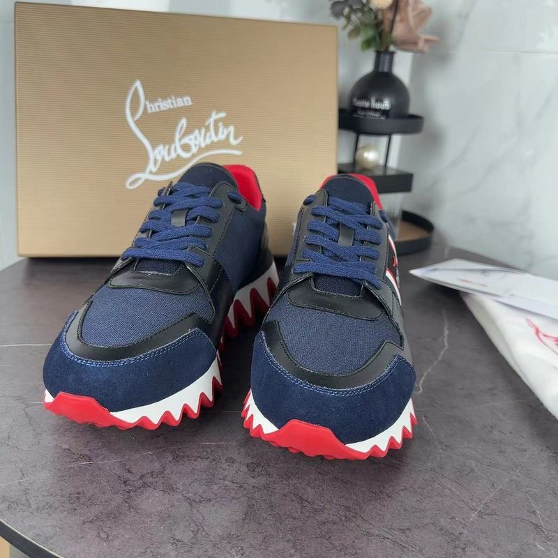 Ch**an louboutin nastroshark olona canva and calf leather men sneaker black