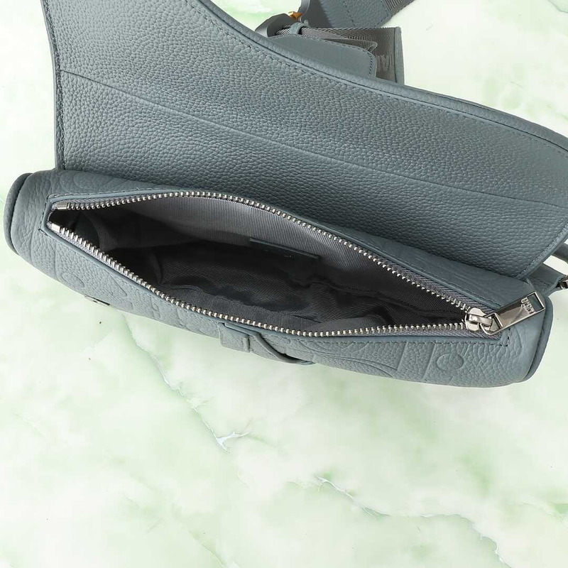 saddle bag grey D*or gravity leather and black grained calfskin