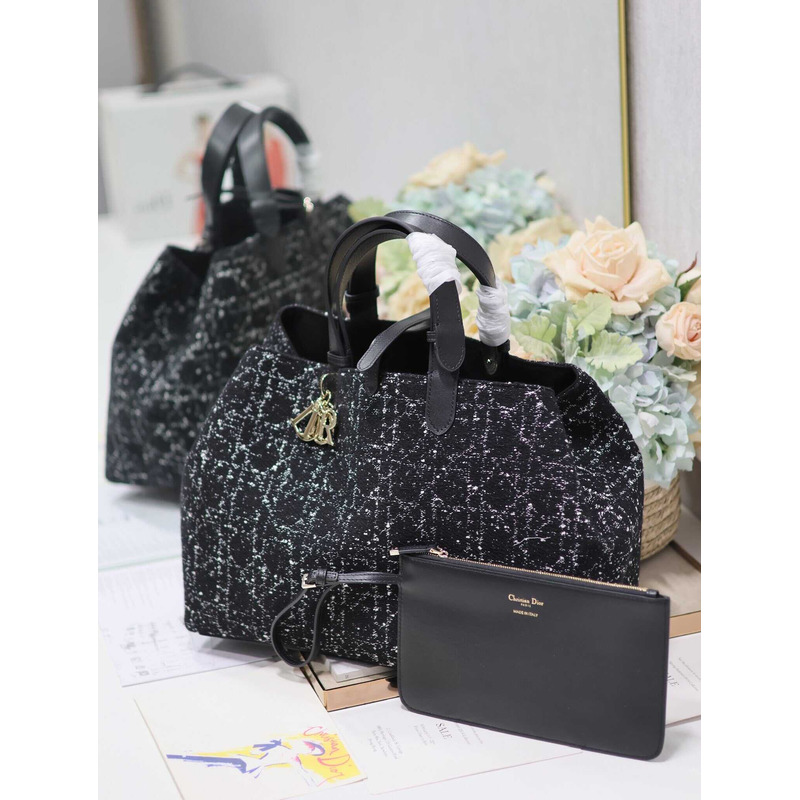 D*or large toujours bag black cannage tweed