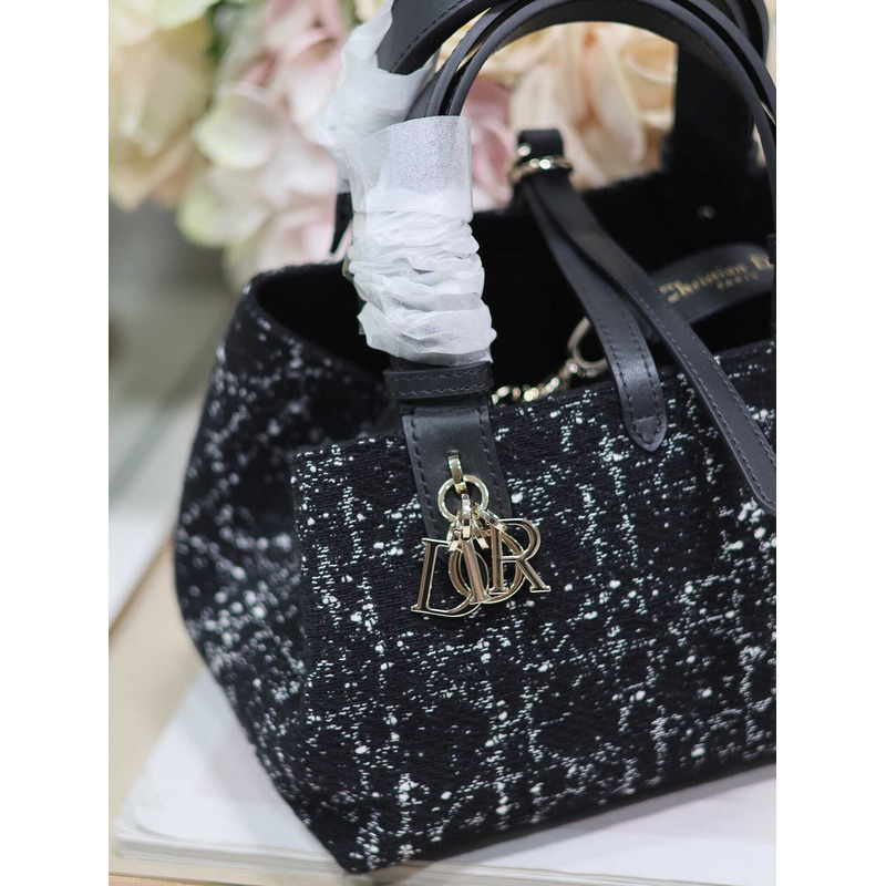 D*or medium toujours bag black cannage tweed
