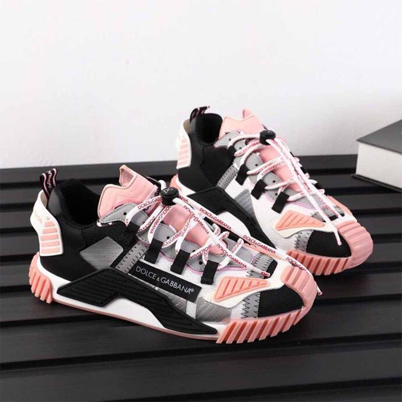 Dolce & Gabbana Black & Pink NS1 Slip-on Sneakers