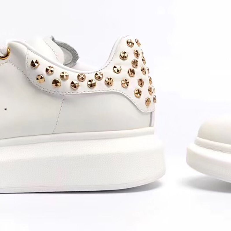 Alexander McQueen Embellished Gold Stud Heel Patch Sneaker