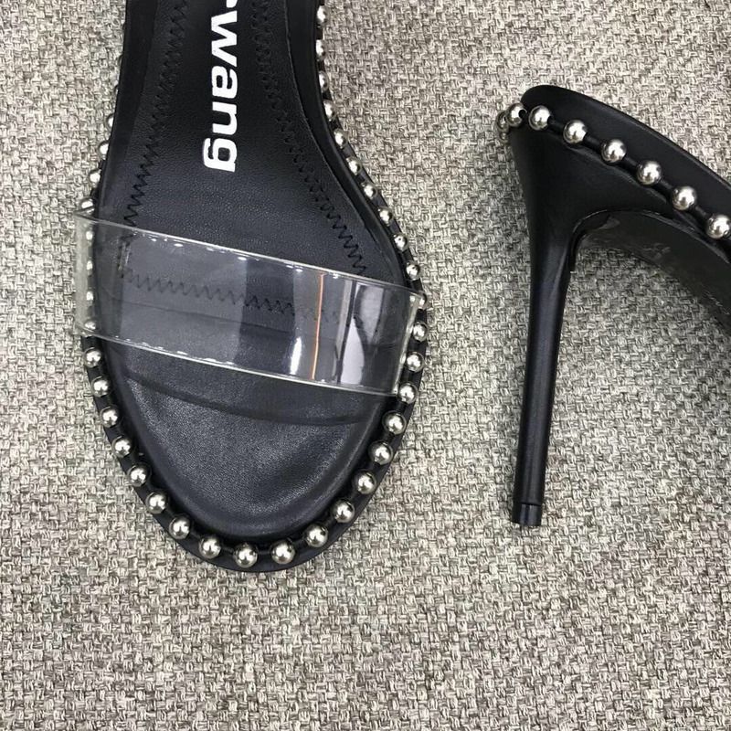 Alexander Wang Nova Satin Crystal Sandal in Black