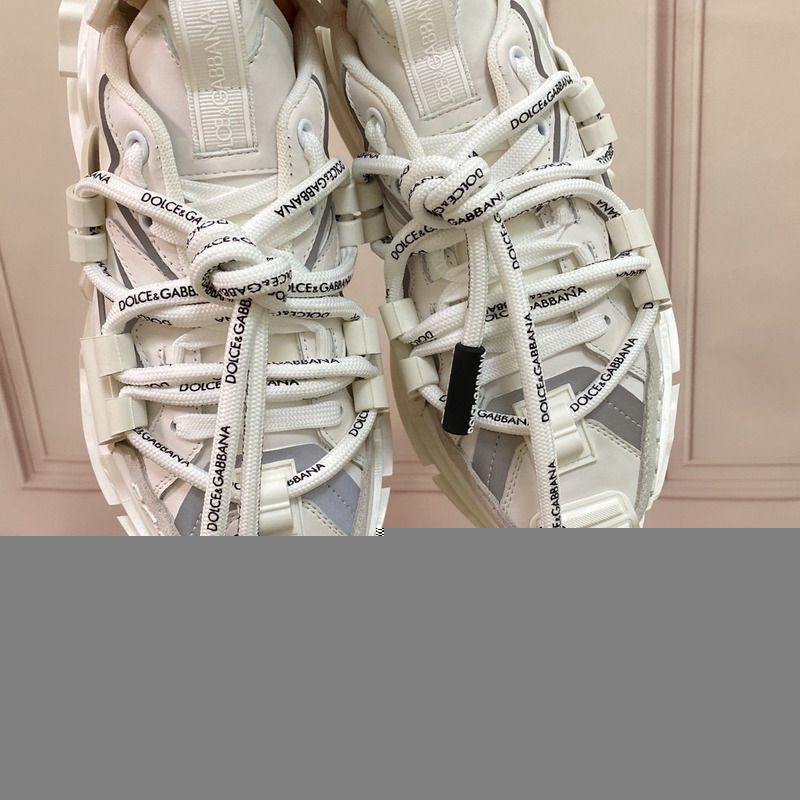 DOLCE & GABBANA Unisex Mixed-Materials Space Sneakers-Silver
