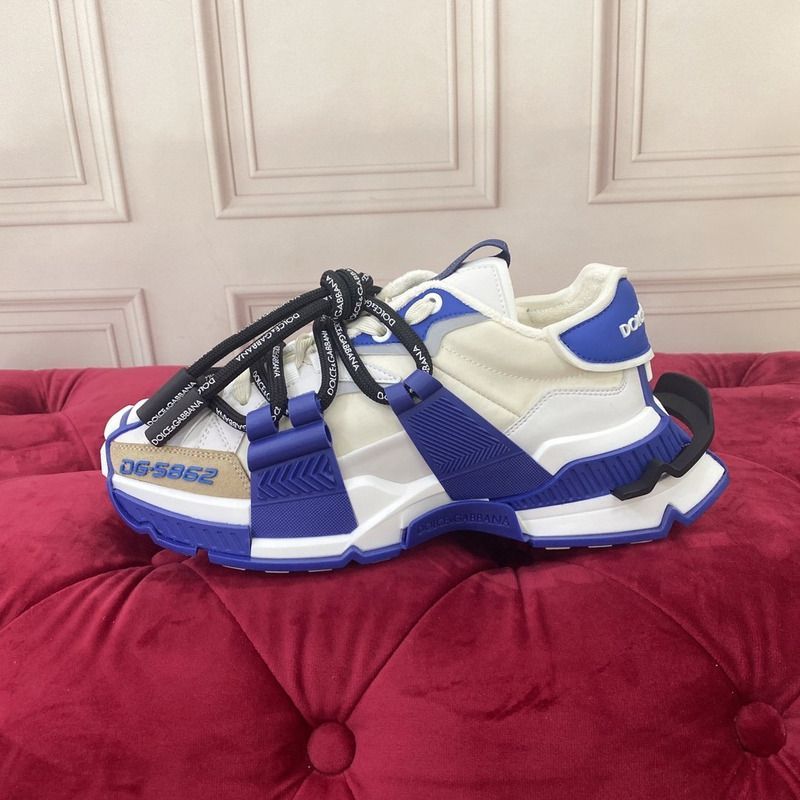 DOLCE & GABBANA Unisex Mixed-Materials Space Sneakers white/blue