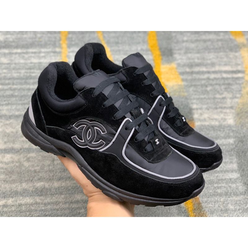 Ch*el sneakers suede nylon reflective