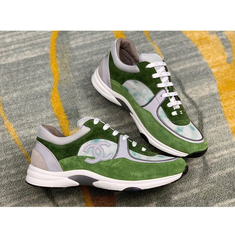 Ch*el sneakers suede nylon reflective