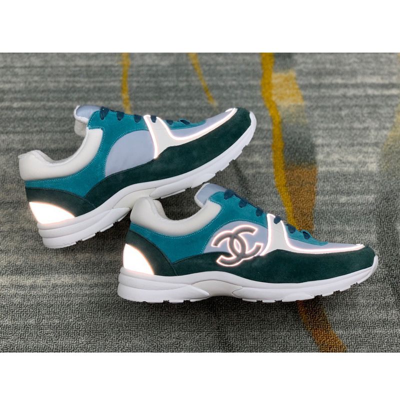 Ch*el sneakers suede nylon reflective