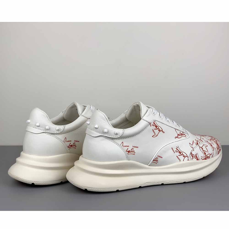 Ch**an louboutin red logo sneakers in white