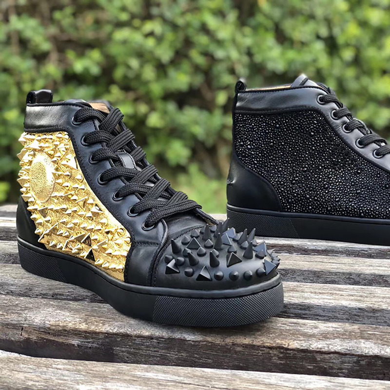 ch**an louboutin made-to-order!!! S*per perfect strass spike sneaker in black