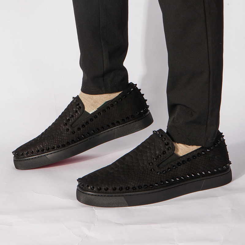 [made  to order] ch**an louboutin S*per perfect pik boat python skin flats in black