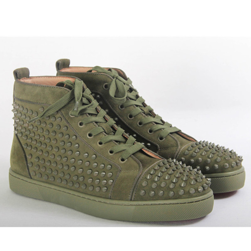 [made  to order] ch**an louboutin S*per perfect l**is orlato flat high top spike sneaker