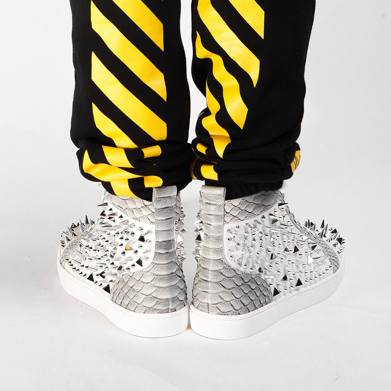 ch**an louboutin S*per perfect high top spikes sneaker made to order