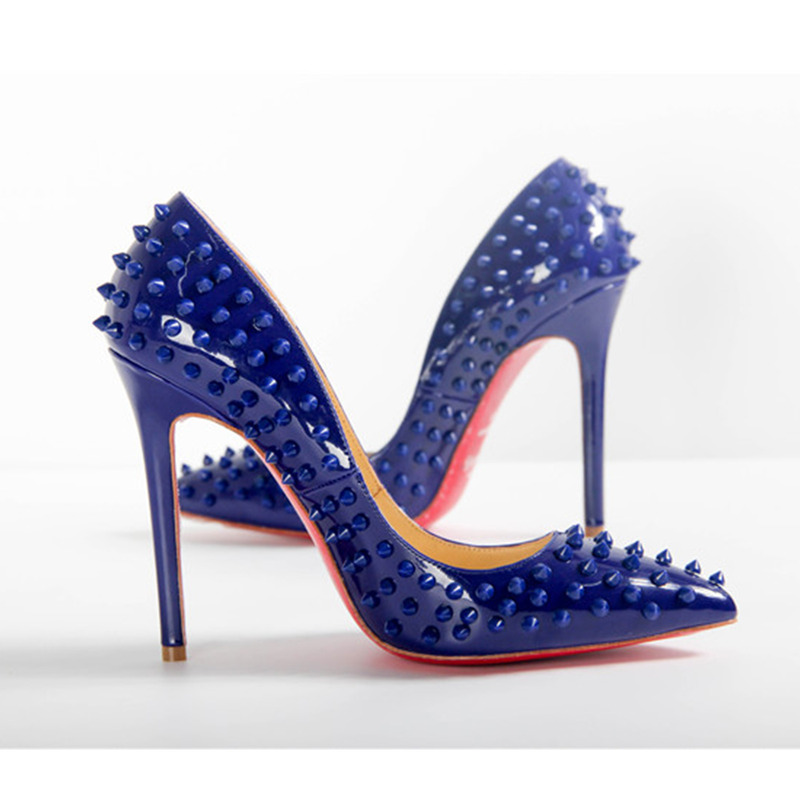 made to order!!! ch**an louboutin S*per perfect follies spikes blue heel made to order