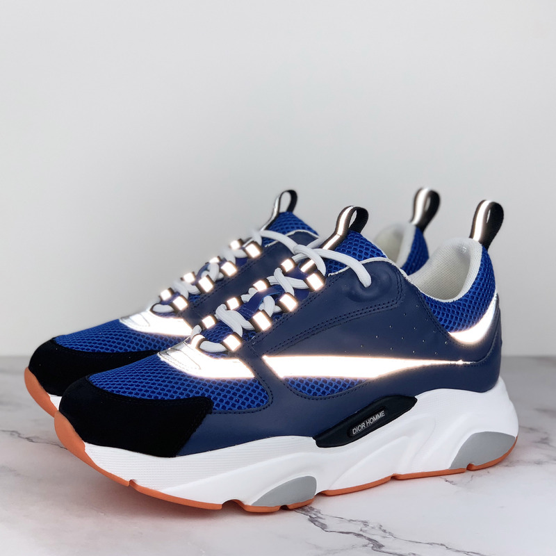D*or canvas and calfskin sneakers in blue