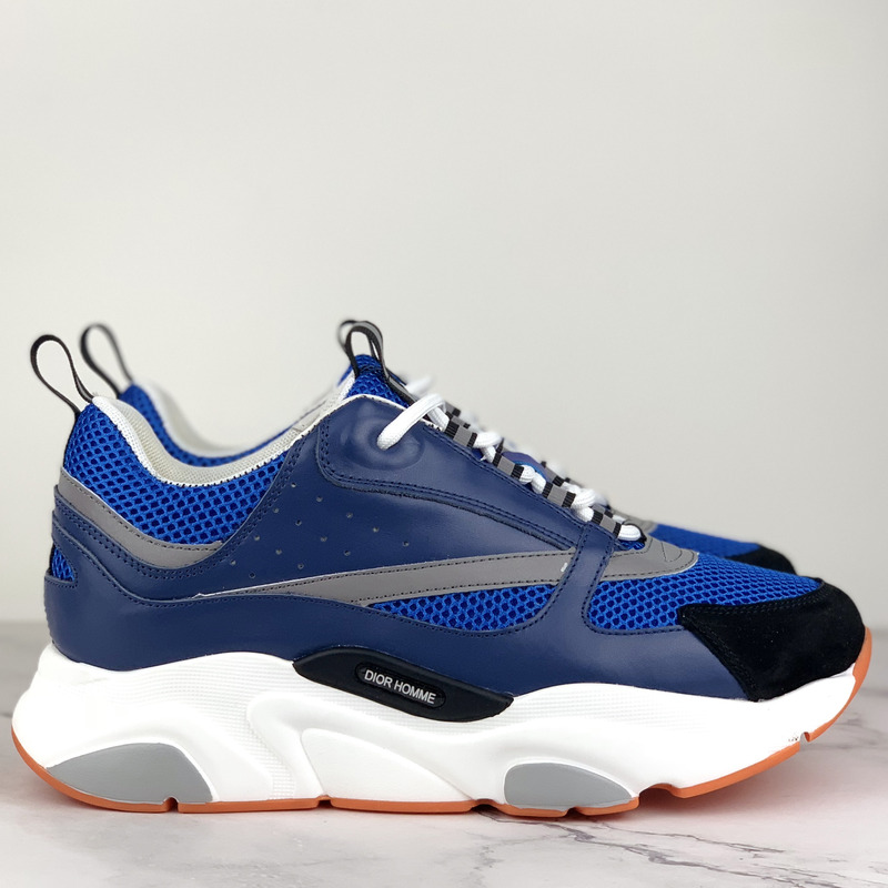 D*or canvas and calfskin sneakers in blue