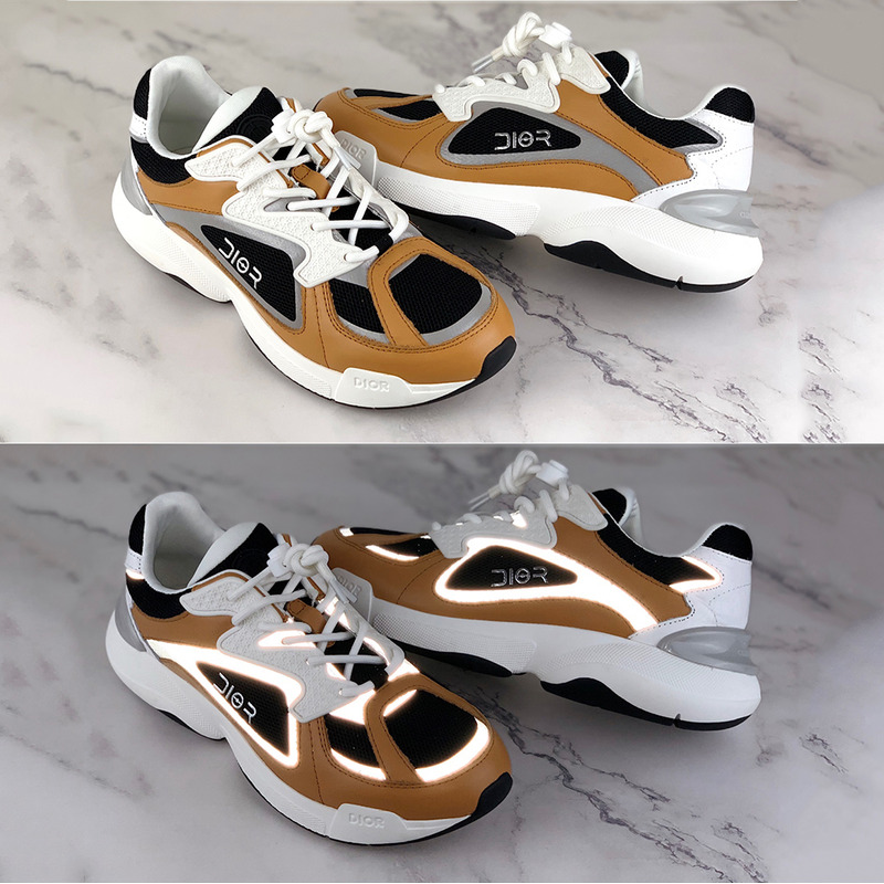 D*or "b24" multicolored reflective calfskin sneakers