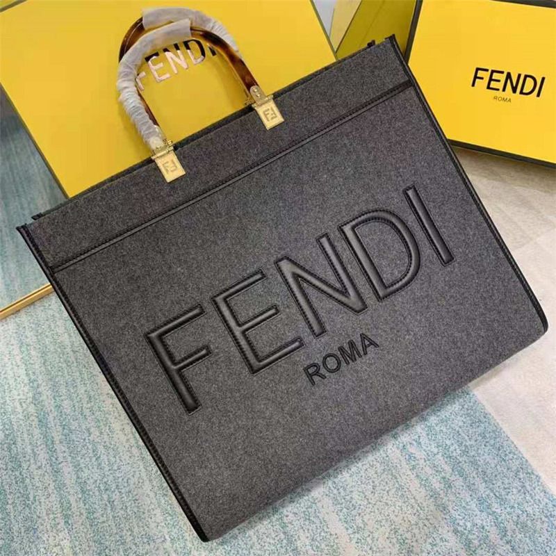 F**di black leather square totebag