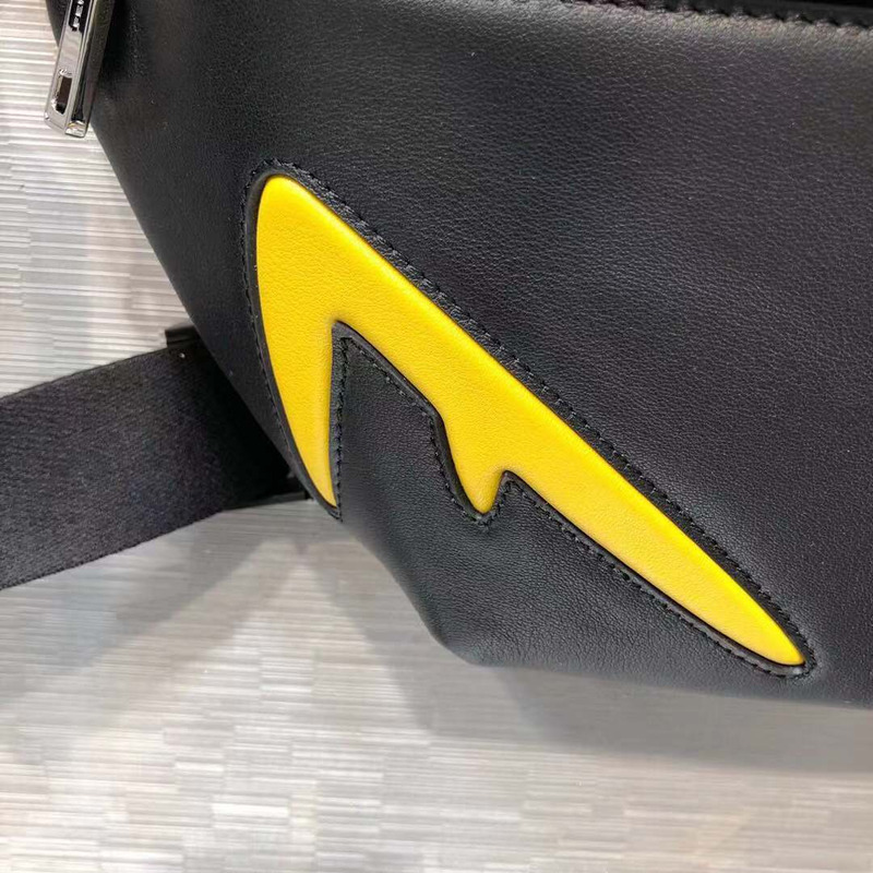 F**di black leather belt bag