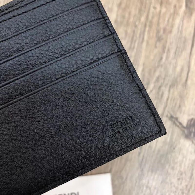 F**di black leather horizontal wallet
