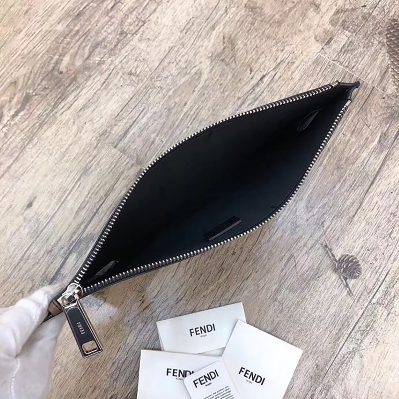 F**di brown leather slim pouch