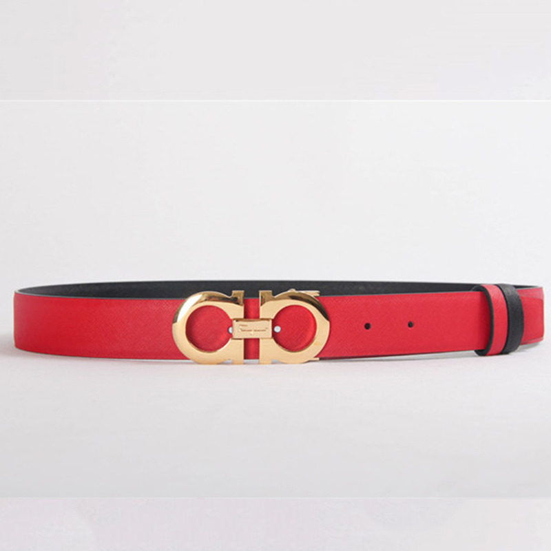 Ferragamo belt Small Gold buckle Red Black