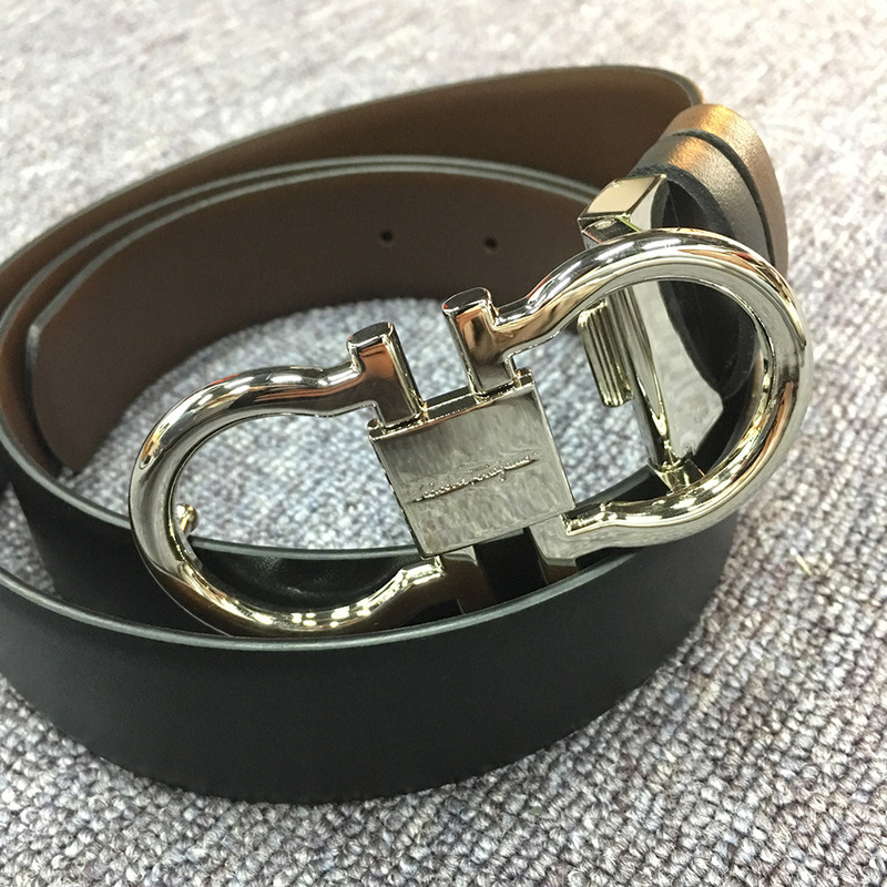 Ferragamo belt black silver