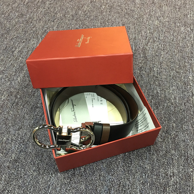 Ferragamo belt black silver