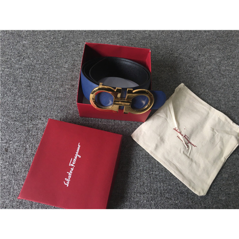Ferragamo Limited Quality Reversible belt 237601 featuring oversized double golden Gancio buckle