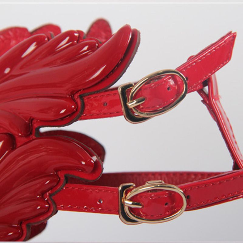 Giuseppe Zanotti Mirrored Red Calfskin Sandal with Cruel Accessory