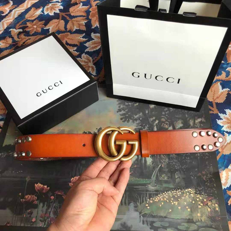 G*u*i leather belt with double g buckle